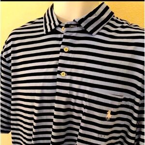 Ralph Lauren Polo Mens L Classic Fit Blue Stripe Soft Polo Shirt NWT MSRP $69.50